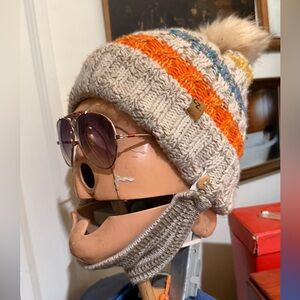 Knit Unisex Beanie with built in scarf / mask.